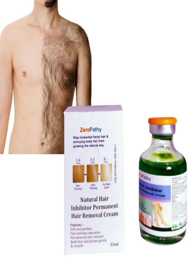 Zero Pathy Painless Permanent Hair Remove gel Painless Growth Remove and Gently Dark Spot Remover 90 DAYS permanently Facial Gel for Women and Men with Natural Herbs Growth Stop for Body, Private Parts, and Underarm Clear .35ml - Image 1