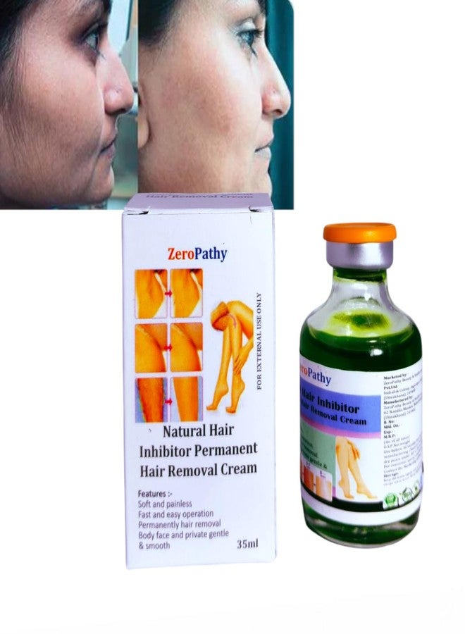 Zero Pathy Painless Permanent Hair Remove gel Painless Growth Remove and Gently Dark Spot Remover 90 DAYS permanently Facial Gel for Women and Men with Natural Herbs Growth Stop for Body, Private Parts, and Underarm Clear .35ml - Image 4