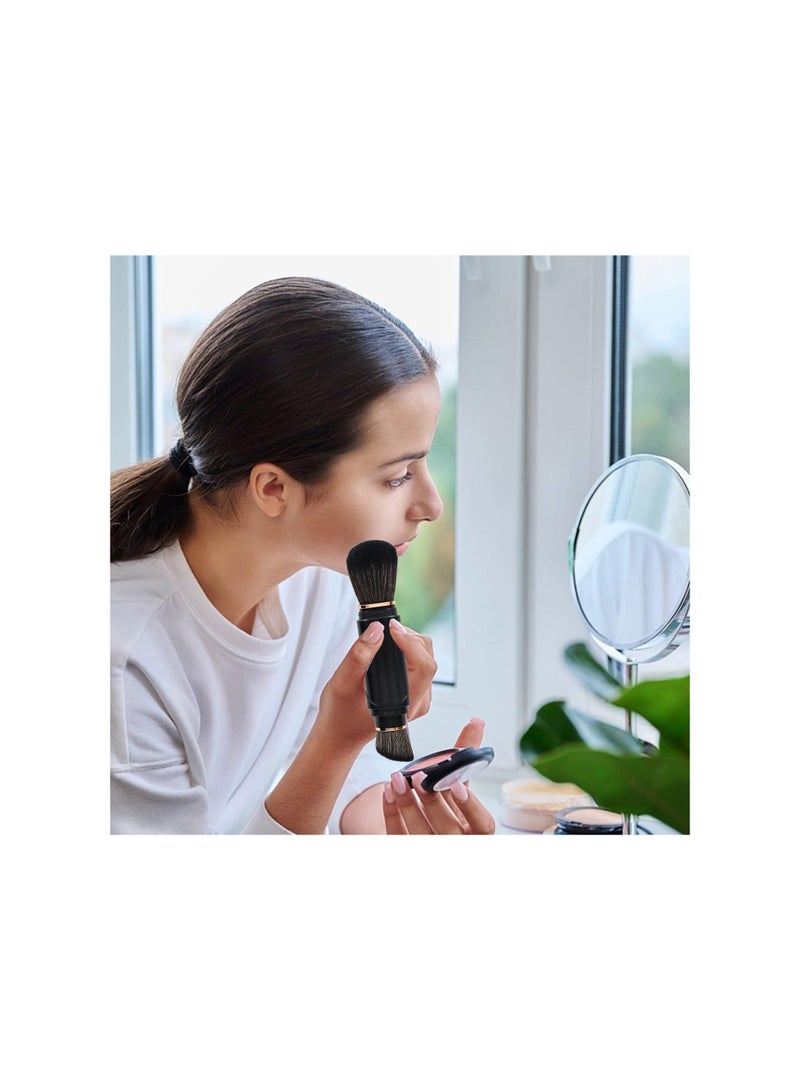 Y&D Double Ended Makeup Brush Retractable Kabuki Brushes Travel Foundation Powder Blush Dual Concealer Brush With Cap for Blush Bronzer Buffing Flawless Cosmetics - Image 2
