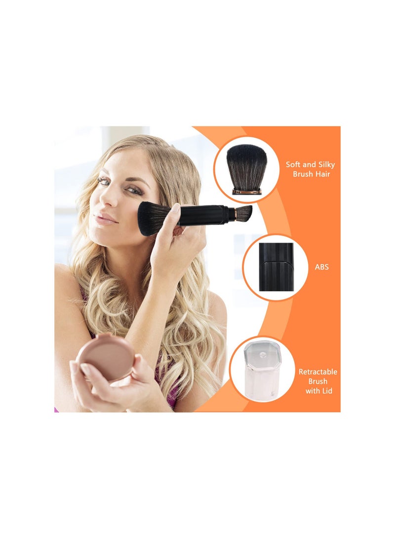 Y&D Double Ended Makeup Brush Retractable Kabuki Brushes Travel Foundation Powder Blush Dual Concealer Brush With Cap for Blush Bronzer Buffing Flawless Cosmetics - Image 3
