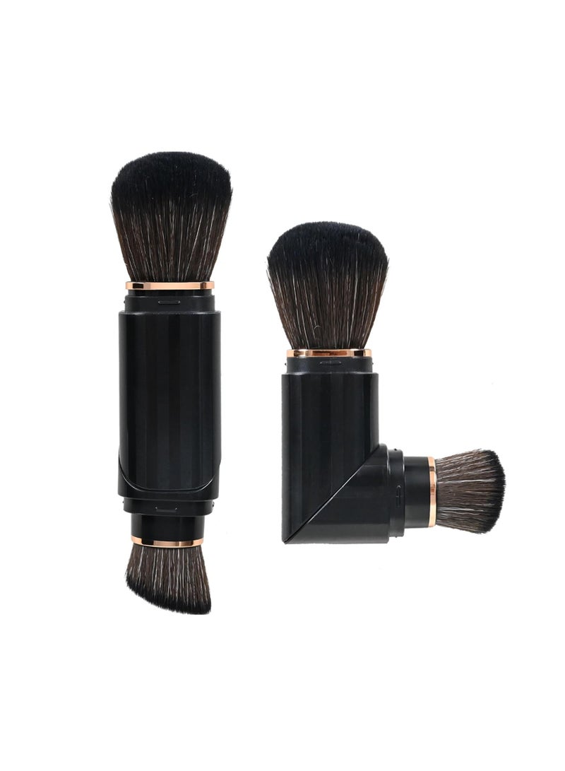 Y&D Double Ended Makeup Brush Retractable Kabuki Brushes Travel Foundation Powder Blush Dual Concealer Brush With Cap for Blush Bronzer Buffing Flawless Cosmetics - Image 1