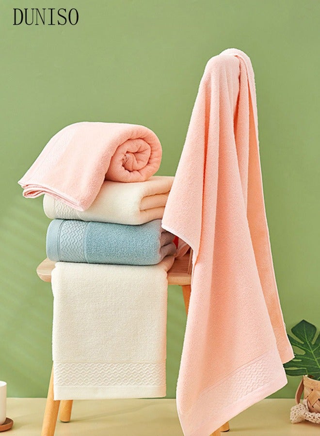 DUNISO منشفة حمام وردية فاخرة مصنوعة من القطن بنسبة 100%، مقاس 70*140 سم، عبوة من قطعة واحدة، فائقة النعومة وسريعة الجفاف وعالية الامتصاص للحمام والسبا - Image 2
