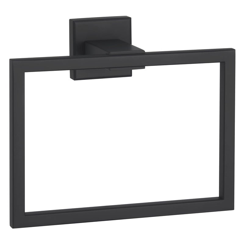 Angle Simple Towel Holder Matte Black, Stainless Steel Square Hand Towel Ring Rack Hanger for Bathroom Wall Mount, 7.09 Inches - Image 1