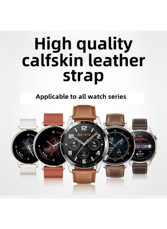 لساعة هواوي GT4/GT3 حزام Watch3pro جلد طبيعي GT2 Glory 4 معصمه GS3 Sport جلد البقر 1-اللون: 【حزام جلد طبيعي - ليلة داكنة】 - مناسب لهواوي: Watch4 /4pro - Image 2