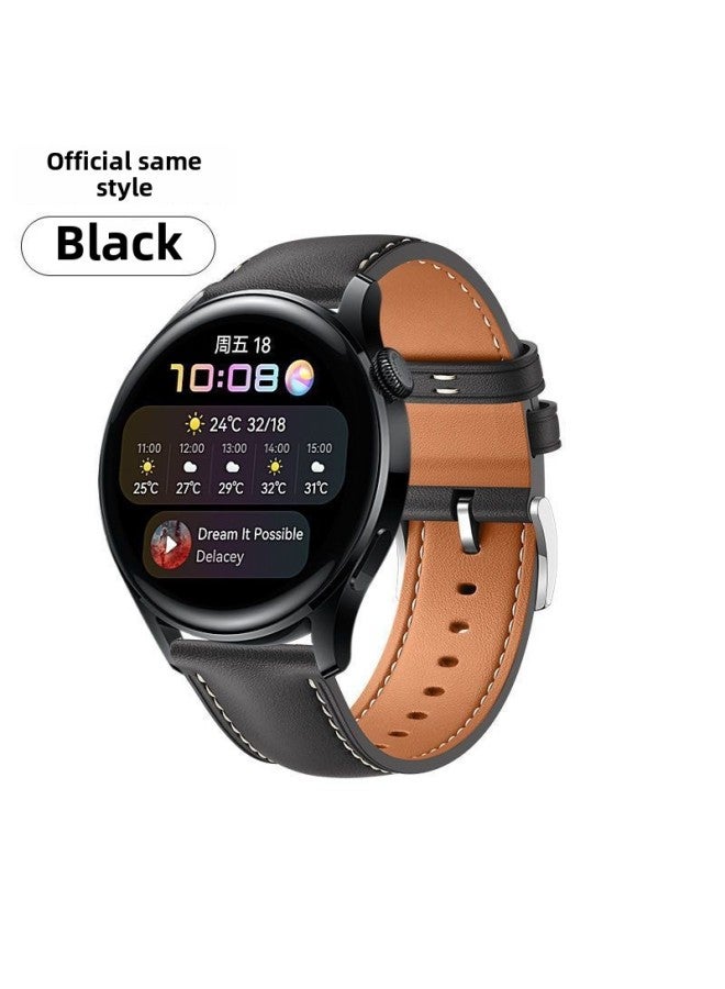 لساعة هواوي GT4/GT3 حزام Watch3pro جلد طبيعي GT2 Glory 4 معصمه GS3 Sport جلد البقر 1-اللون: 【حزام جلد طبيعي - ليلة داكنة】 - مناسب لهواوي: Watch4 /4pro - Image 1