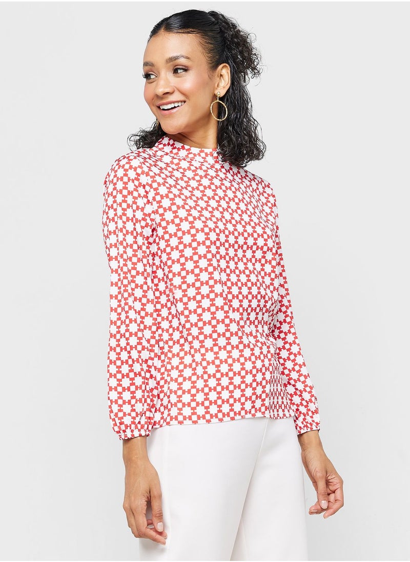 ELLA - Geometric Printed Top - Image 1