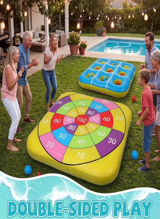 Conderyang 2-in-1 Pool Games Set Inflatable Giant Tic Tac Toe Bean Bag Toss Game 4.6 Ft Double-Sided Foldable Floating Water Toys Outdoor Play for Summer Swimming Pool Family Reunion Game Beach Party - Image 4