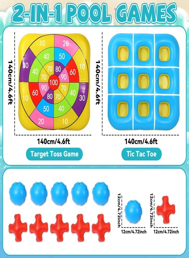 Conderyang 2-in-1 Pool Games Set Inflatable Giant Tic Tac Toe Bean Bag Toss Game 4.6 Ft Double-Sided Foldable Floating Water Toys Outdoor Play for Summer Swimming Pool Family Reunion Game Beach Party - Image 2