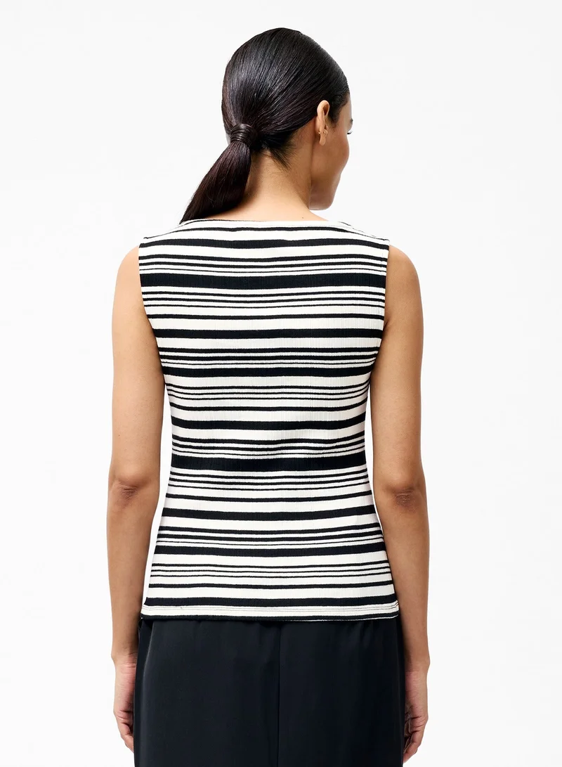 French Connection Sasia Rib Stripe Fitted Top