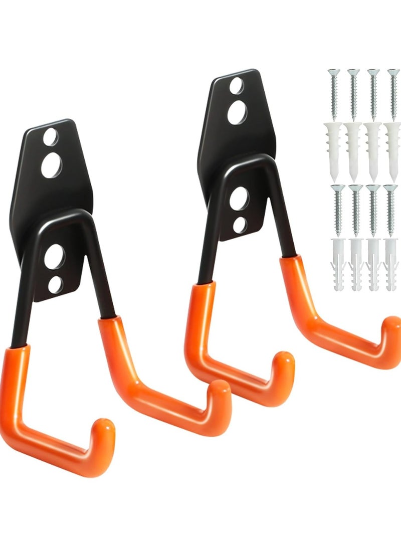 Heavy Duty Garage Hooks for Hanging, 2 Pack Garage Storage Hooks for Ladder Extension Cord Tool Cable, Wall Mount Small Utility U Hooks, Garage Hanger&Organizer - Image 1