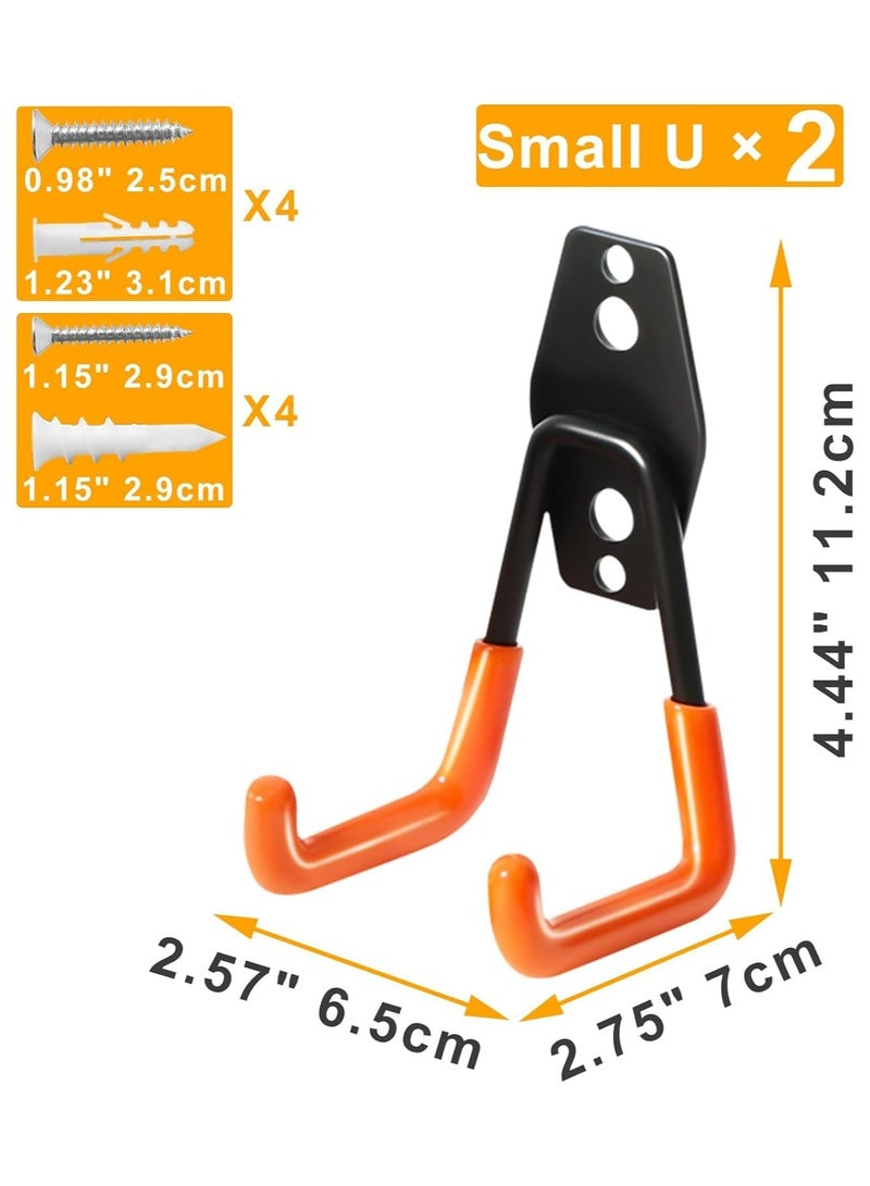 Heavy Duty Garage Hooks for Hanging, 2 Pack Garage Storage Hooks for Ladder Extension Cord Tool Cable, Wall Mount Small Utility U Hooks, Garage Hanger&Organizer - Image 2