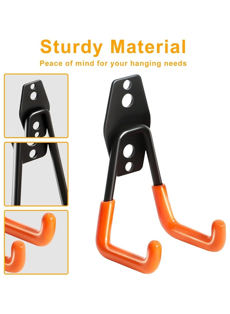 Heavy Duty Garage Hooks for Hanging, 2 Pack Garage Storage Hooks for Ladder Extension Cord Tool Cable, Wall Mount Small Utility U Hooks, Garage Hanger&Organizer - Image 4