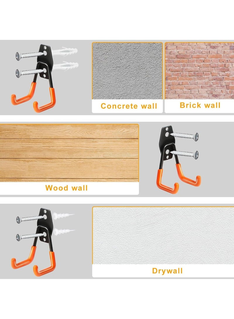 Heavy Duty Garage Hooks for Hanging, 2 Pack Garage Storage Hooks for Ladder Extension Cord Tool Cable, Wall Mount Small Utility U Hooks, Garage Hanger&Organizer - Image 5