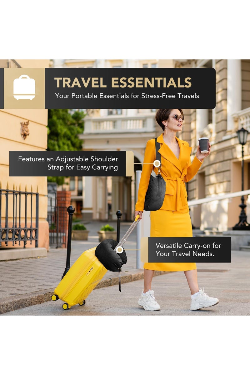 Stuffable Neck Pillow for Travel, Adjustable U-shapes, Extra Luggage Storage Ideal 1-3 Days Travel Essentials, 3D Eye Mask Included, Black - Image 3