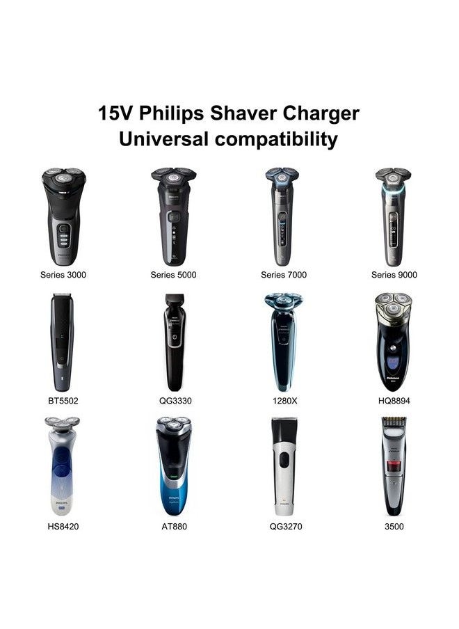IBERLS - Philips Hq8505 Power Cord Norelco Charger For Phillips Shaver 3000 7000 2000 5000 9000 Series Mg7750 Mg7790 Replacement 15V Trimmer Electric Razor Charging Cable (5Ft Fcc) - Image 1