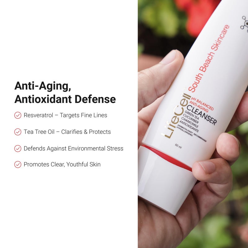 LifeCell Anti-Aging Facial Cleanser â€“ pH Balanced Daily Face Wash with Green Tea, Cucumber, and Resveratrol â€“ Hydrating & Gentle Makeup Remover for Sensitive Skin â€“ 60ml - Image 4
