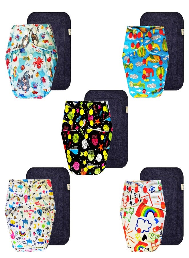 Dumbledo Premium Cloth Diaper with Black Insert (Pack of 5) | Hypoallergenic | Breathable | Easy to Clean | Trusted by Moms | 3 Months - 3 Years | Unisex Baby - Image 1