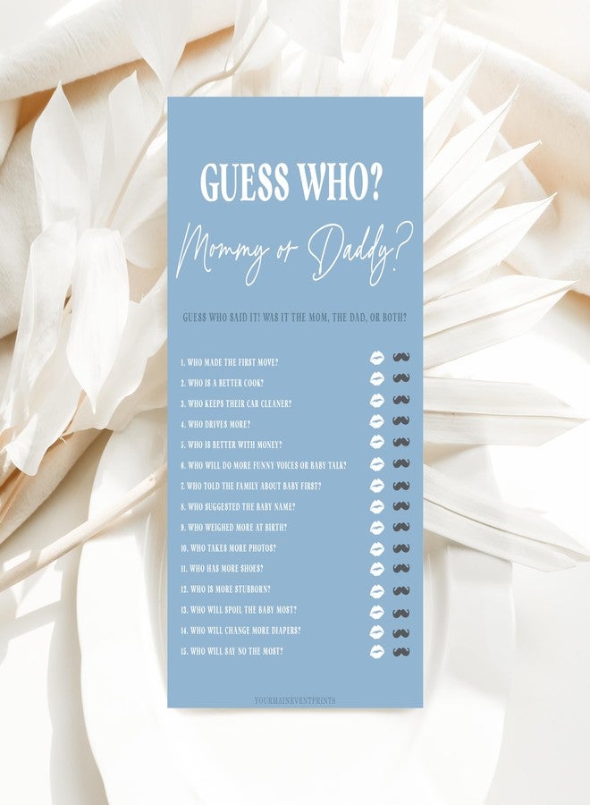 Your Main Event Prints Blue Boy Baby Shower Games and Activities, Minimalistic Design, Bingo, What's in Your Phone, Guest Quest, Who Knows Mommy Best, 25 Pack - Image 5
