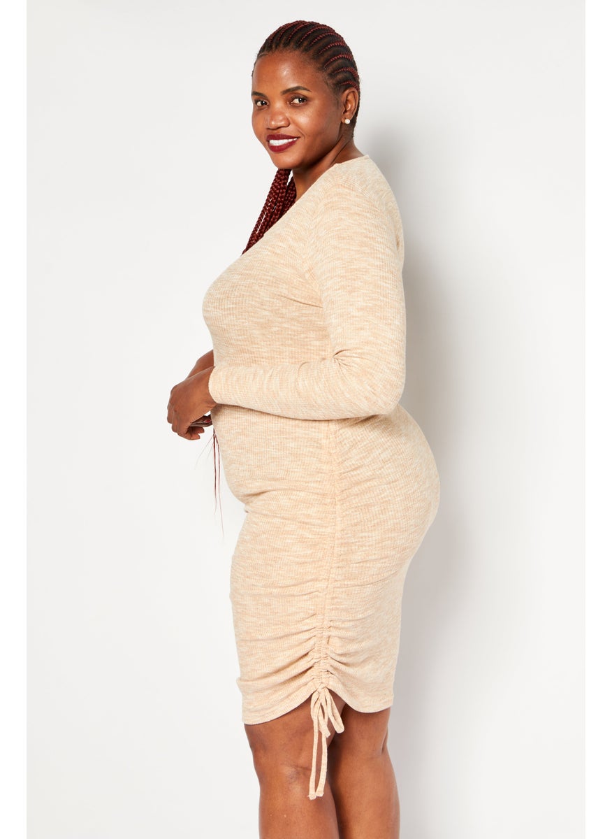 Women Plus Size Knitted Mini Dress, Beige Combo - pzsku/ZB06F65847FA47EF76EF5Z/45/_/1727881875/2871d45e-b6c7-40a2-a31f-fcb96173b598