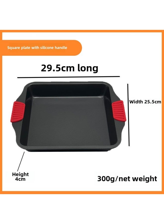 Baking Baking Tray Silicone Handle Barbecue Tray Biscuit Non-stick Baking Mold Rectangular Binaural Baking Tray-Specifications:Silicone Square Disc - Image 1