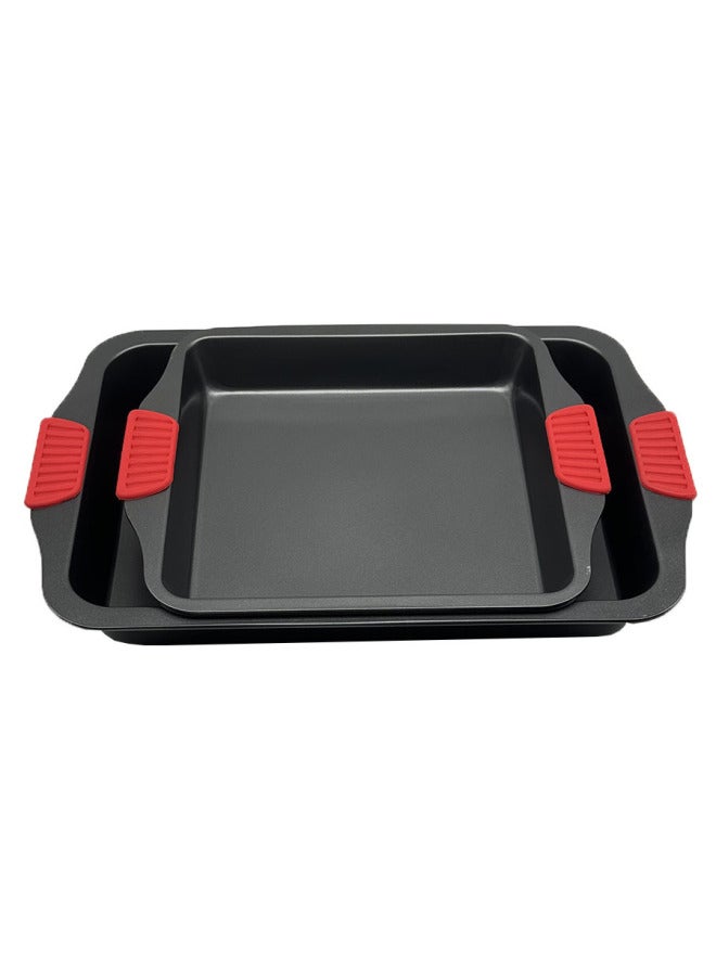 Baking Baking Tray Silicone Handle Barbecue Tray Biscuit Non-stick Baking Mold Rectangular Binaural Baking Tray-Specifications:Silicone Square Disc - Image 5