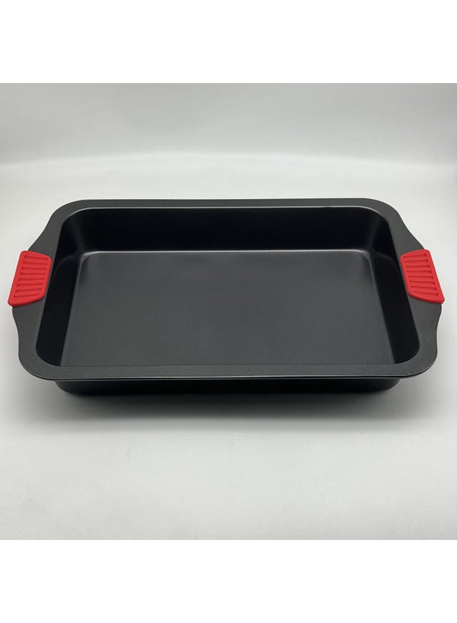 Baking Baking Tray Silicone Handle Barbecue Tray Biscuit Non-stick Baking Mold Rectangular Binaural Baking Tray-Specifications:Silicone Square Disc - Image 3