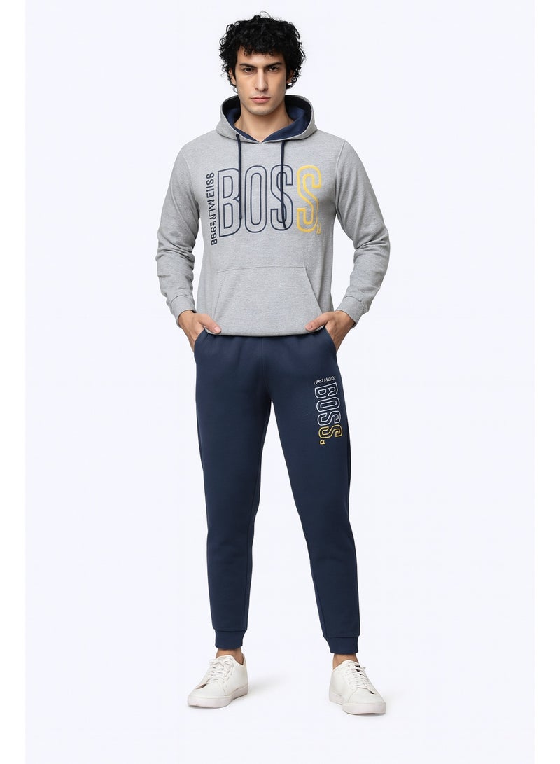 Men's Printed Hoodie & Joggers Tracksuit Set- Grey - Image 1