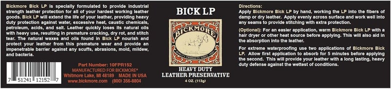 Bickmore Leather Conditioner, Scratch Repair Bick LP 4oz - Heavy Duty LP Leather Preservative | Leather Protector, Softener and Restorer Balm for Dry, Cracked, and Scratched Leather | Made in USA - Image 2