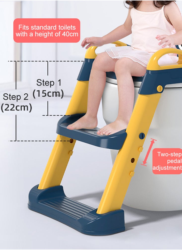 Perfii - Foldable Infant Potty Training Seat Urinal Backrest Chair with Adjustable Step Stool Ladder Safe Toilet Chair for Baby Kids - Image 1