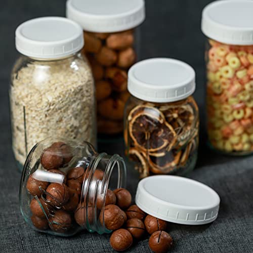 Bedgeta 9 Pack Upgraded White Wide Mouth Mason Jar Lids with Silicone Rings, for Ball, Kerr and More,86mm White Plastic Storage Caps for Mason/Canning Jars - Leak-Proof, Dishwasher Safe & Food Grade - Image 4