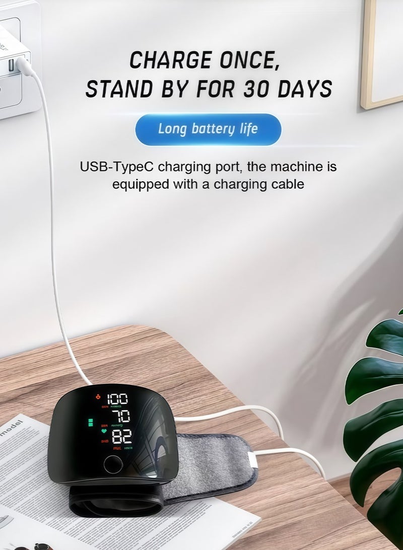 جهاز قياس ضغط الدم من المعصم، قابل لإعادة الشحن، شاشة رقمية LCD، حجم قابل للتعديل - Image 3