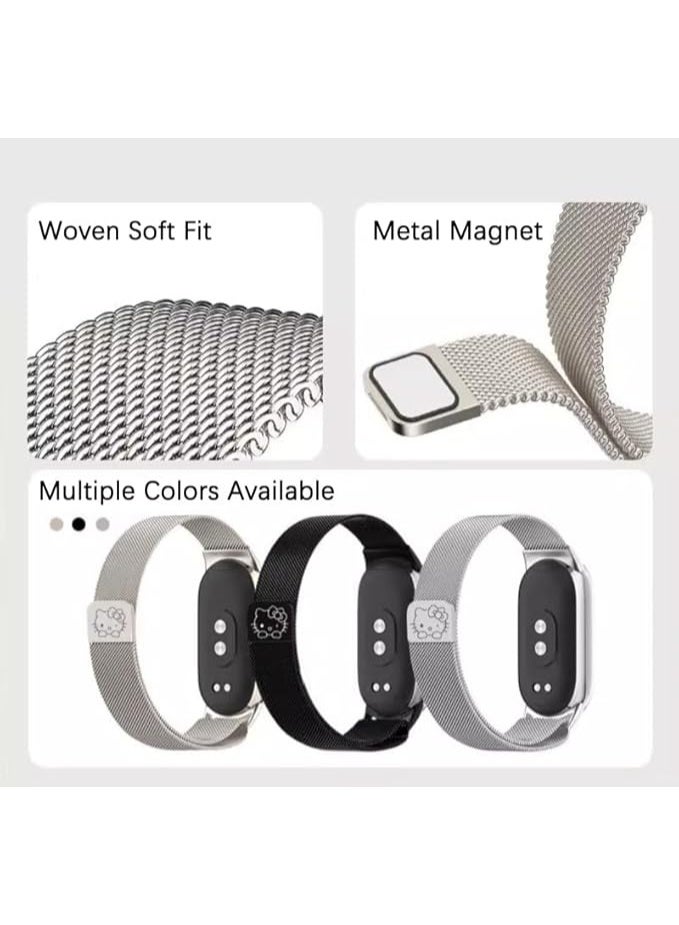 Metal Strap Compatible with Xiaomi Band 10/9/8, Adjustable Stainless Steel Metal Sport Straps Sports Watch Band with Fun Cartoon Pattern for Watchbands Strap Women Men - Image 2