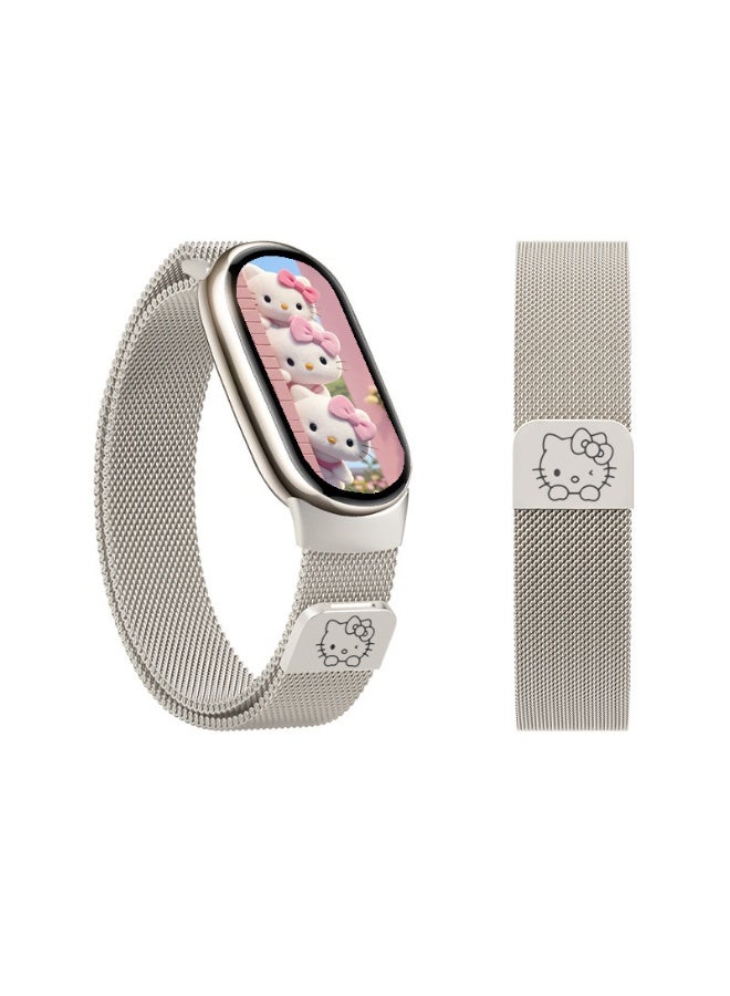 Metal Strap Compatible with Xiaomi Band 10/9/8, Adjustable Stainless Steel Metal Sport Straps Sports Watch Band with Fun Cartoon Pattern for Watchbands Strap Women Men - Image 1