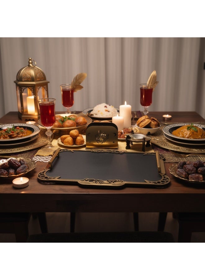 Serving Set ( Laser Wooden Tray & Incense Burner & Napkin Holder) - Image 5