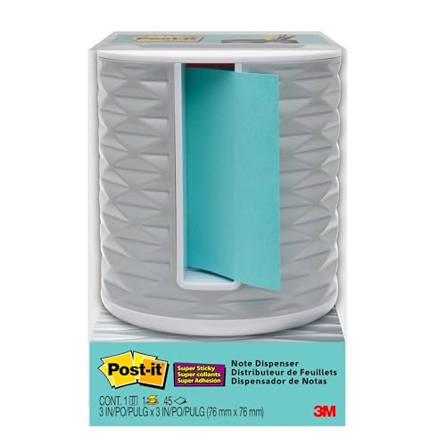 Post It Post-it Note Dispenser with Post-it Pop-up Notes, White Base with Grey Geometric Pattern, 1 Aqua Splash 3 in. x 3 in. Super Sticky Note Pad, Classroom or Office Supplies - Image 5