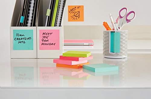 Post It Post-it Note Dispenser with Post-it Pop-up Notes, White Base with Grey Geometric Pattern, 1 Aqua Splash 3 in. x 3 in. Super Sticky Note Pad, Classroom or Office Supplies - Image 4