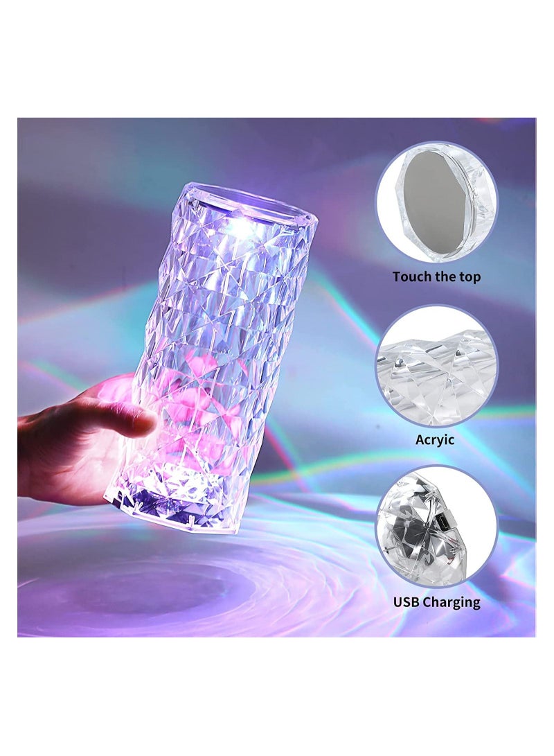 ELTRAZONE Crystal Diamond 3D Rose Table Lamp, LED 16 Color changing Night Light with Remote and Touch Control, Built-in Battery USB Rechargeable Desk Lamp - Image 2