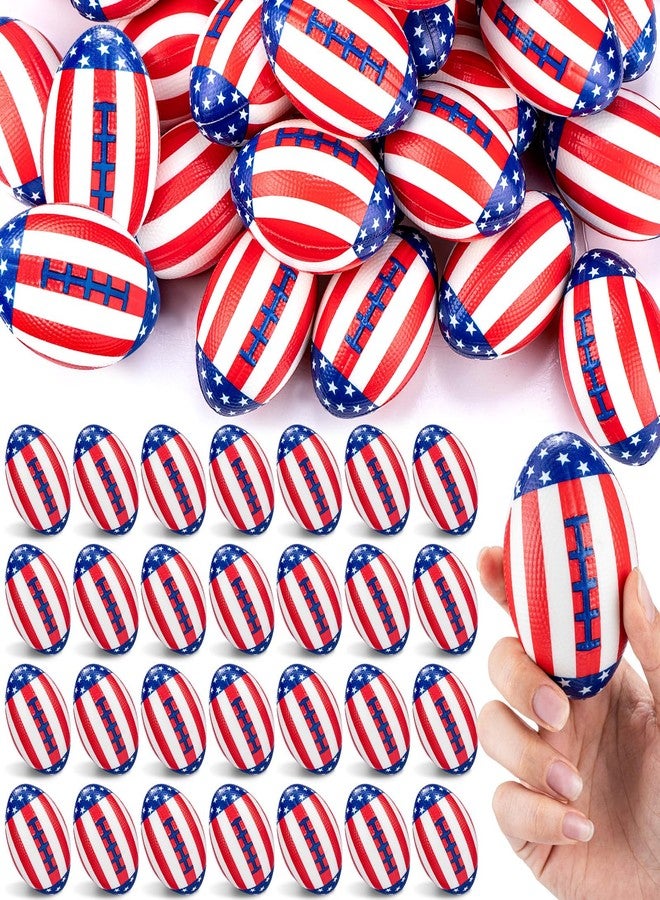 Jerify 4th of July Football Stress Ball 3.35 Inch Mini Independence Day Foam Patriotic Relief Toys Red White Blue American Flag Stress Ball for Boys Girls Memorial Day(48 Pcs) - Image 1
