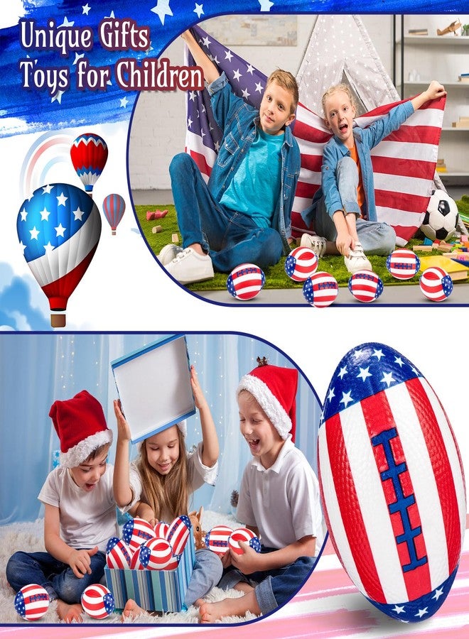 Jerify 4th of July Football Stress Ball 3.35 Inch Mini Independence Day Foam Patriotic Relief Toys Red White Blue American Flag Stress Ball for Boys Girls Memorial Day(48 Pcs) - Image 2