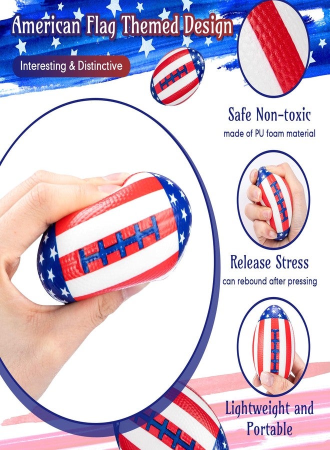 Jerify 4th of July Football Stress Ball 3.35 Inch Mini Independence Day Foam Patriotic Relief Toys Red White Blue American Flag Stress Ball for Boys Girls Memorial Day(48 Pcs) - Image 5