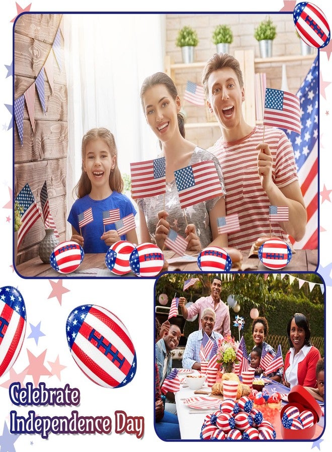 Jerify 4th of July Football Stress Ball 3.35 Inch Mini Independence Day Foam Patriotic Relief Toys Red White Blue American Flag Stress Ball for Boys Girls Memorial Day(48 Pcs) - Image 4