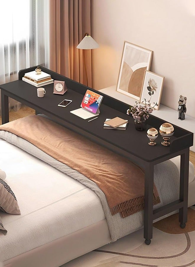 تايمي طاولة فوق السرير بعجلات محطة عمل واقفة لمكتب الكمبيوتر المحمول طاولة صينية دوارة لكتابة الكمبيوترالمحمول لغرفة المعيشة والمنزل والمستشفى باللون الاسود مقاس220x40سم - Image 2