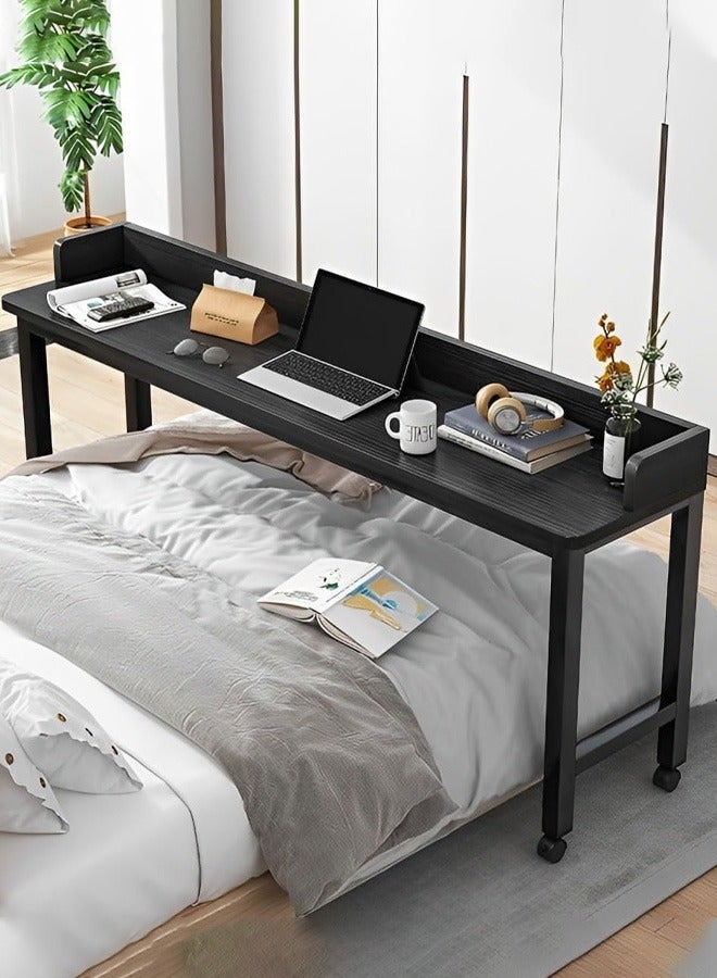 تايمي طاولة فوق السرير بعجلات محطة عمل واقفة لمكتب الكمبيوتر المحمول طاولة صينية دوارة لكتابة الكمبيوترالمحمول لغرفة المعيشة والمنزل والمستشفى باللون الاسود مقاس220x40سم - Image 3