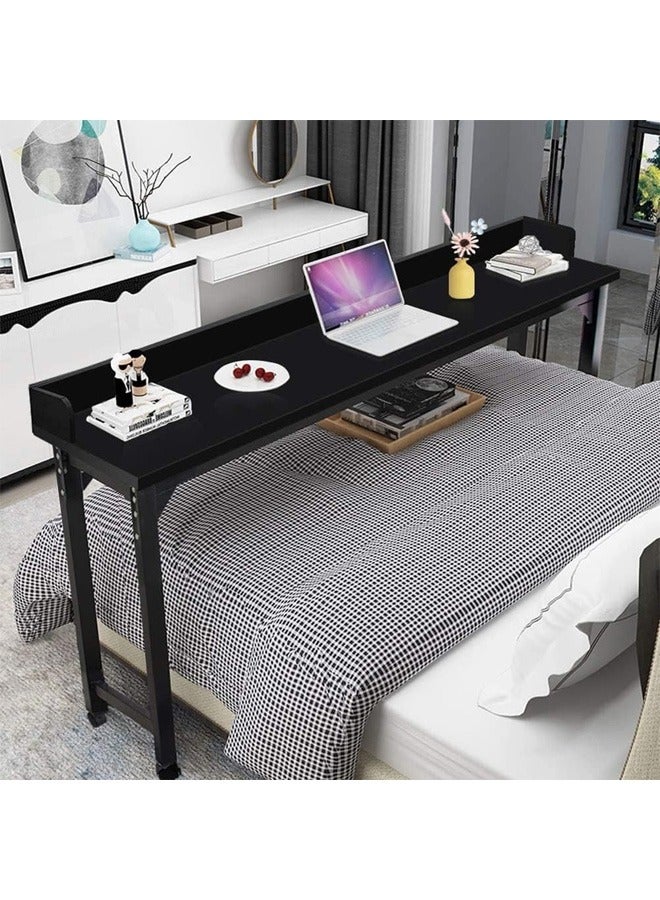 تايمي طاولة فوق السرير بعجلات محطة عمل واقفة لمكتب الكمبيوتر المحمول طاولة صينية دوارة لكتابة الكمبيوترالمحمول لغرفة المعيشة والمنزل والمستشفى باللون الاسود مقاس220x40سم - Image 5