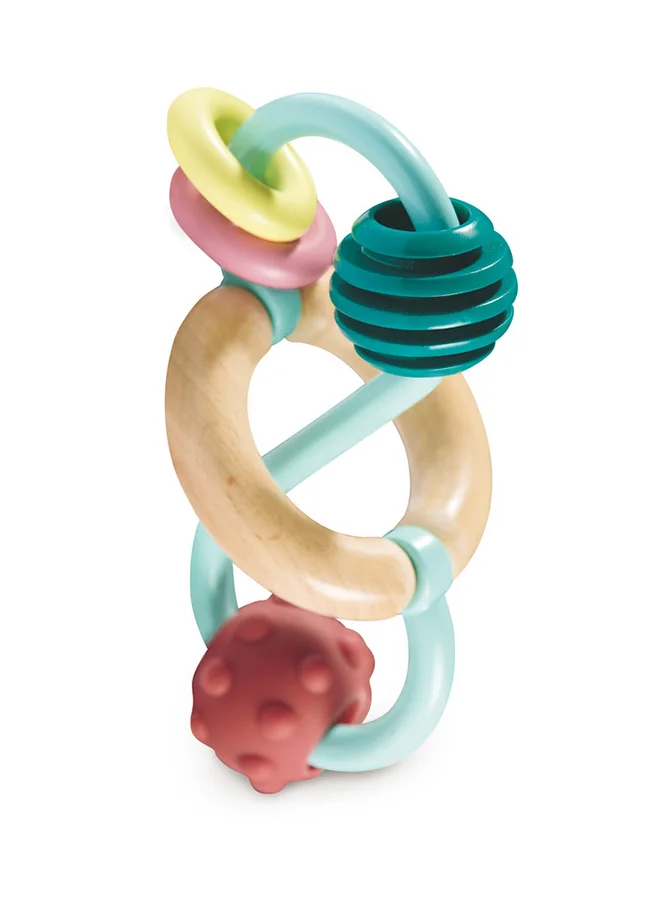 Hape Hape Teether Bead Maze Baby Toy | Infinity Symbol Sensory Maze with Textured Beads & Discs | Fine Motor & Tactile Development | Safe for 0M+