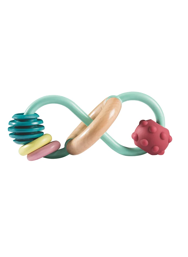 Hape Hape Teether Bead Maze Baby Toy | Infinity Symbol Sensory Maze with Textured Beads & Discs | Fine Motor & Tactile Development | Safe for 0M+