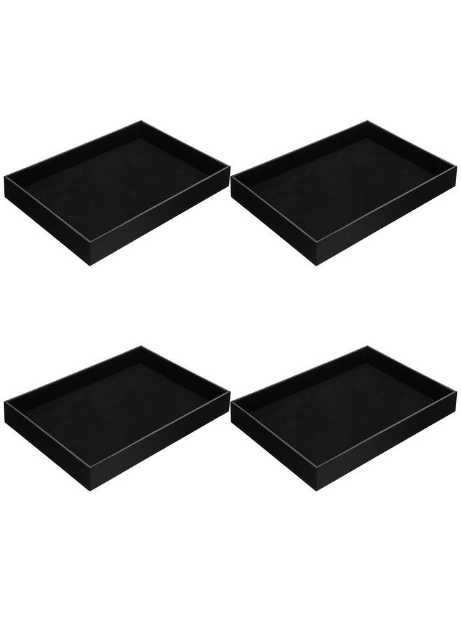 Molain Stackable Jewelry Trays - 4Pcs Black Velvet Jewelry Tray Showcase Display Plate for Necklace Bracelet Ring Organizer - Image 1