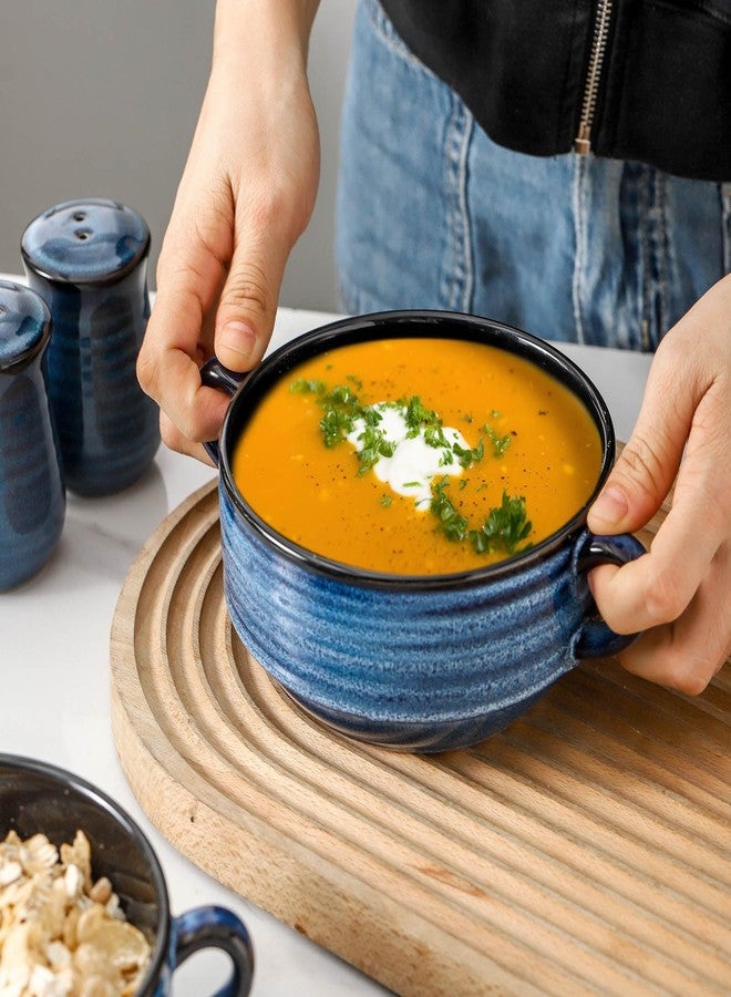Hasense Ceramic Soup Bowls with Handles, 24 Ounces French Onion Soup Bowls Crocks, Stackable Serving Bowls for Stew, Chili, Cereal, and More, Oven Microwave and Dishwasher Safe, Set of 4, Blue - Image 5