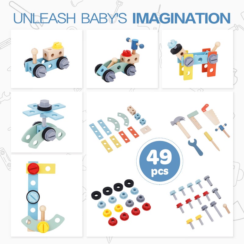 bpmfkid 2-in-1 Baby Push Walker - Wooden Push Walker and Tool Toy for Babies - Toddler Learning Activity Walker for Girls Boys 1-3 Years - Educational and Sturdy Construction - Image 5
