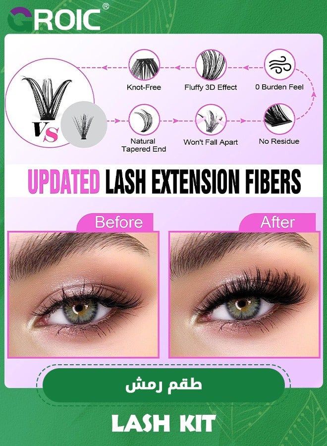 GROIC Lash Clusters 240pcs Cluster Lashes,DIY Lash Extension Kit, D Curl Eyelash Extension Kit 40D 9-16mm,Lash Clusters with Lash Tweezers and Eyelash Curler - Image 4